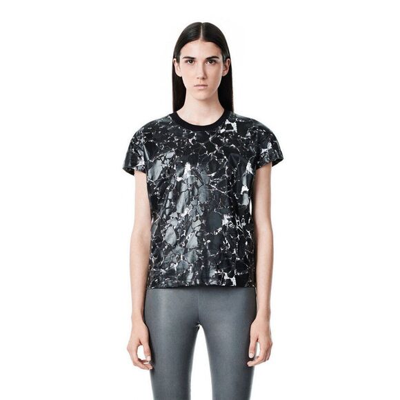 NWT $518 Balenciaga Marble Short Sleeve Top Tee Blouse Crackle‎ [SZ XL] #125 - Picture 1 of 8